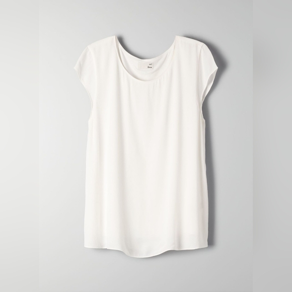 Sz XXS Aritzia Wilfred  Free Juliger white cap sleeve blouse lined rayon viscose - Picture 4 of 8